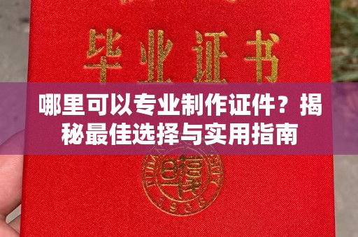茂名哪里可以专业制作证件？揭秘最佳选择与实用指南